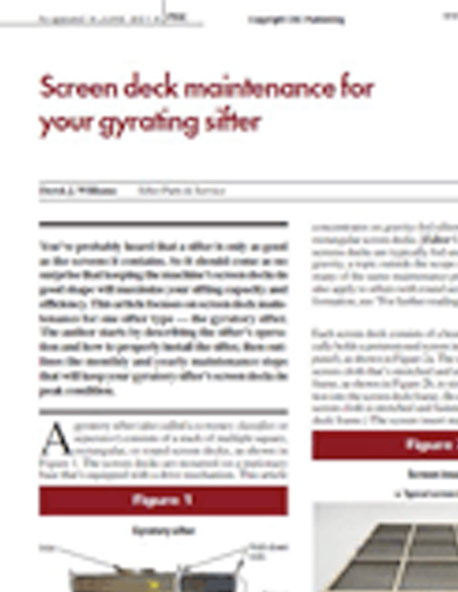 Screen Deck Maintenance