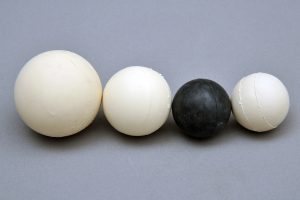 Rubber and Neoprene balls in a row